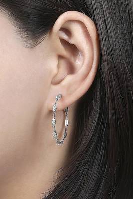 Silver plated cubic zirconia studded fancy stylish hoop bali earrings jewellery for women 1