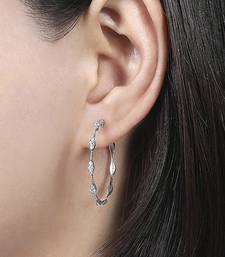 Silver plated cubic zirconia studded fancy stylish hoop bali earrings jewellery for women