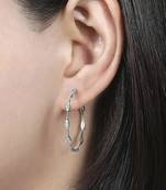 Silver plated cubic zirconia studded fancy stylish hoop bali earrings jewellery for women