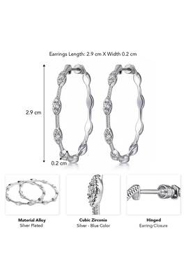 Silver plated cubic zirconia studded fancy stylish hoop bali earrings jewellery for women 3