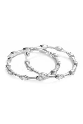 Silver plated cubic zirconia studded fancy stylish hoop bali earrings jewellery for women 4