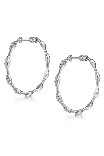 Silver plated cubic zirconia studded fancy stylish hoop bali earrings jewellery for women