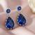 Silver plated faux sapphire studded fancy stylish drop earrings jewellery for women & girls