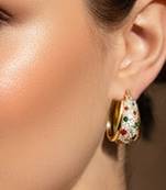 Gold plated multicolor cubic zirconia studded fancy hoop earrings jewellery for women & girls