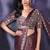Dusty mauve pre-draped crepe satin silk saree with embroidered blouse and waist belt