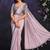 Lilac pre-draped crepe satin silk saree with embroidered blouse and waist belt