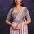 Lilac pre-draped crepe satin silk saree with embroidered blouse and waist belt