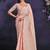 Peach pre-draped crepe satin silk saree with embroidered blouse and waist belt