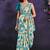 Multicolor pre-draped crepe satin silk saree with embroidered blouse and waist belt