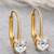 Gold plated cubic zorconia studded fancy hoop earrings fashion jewellery for women