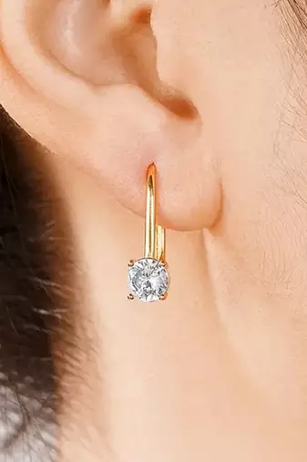 Gold plated cubic zorconia studded fancy hoop earrings fashion jewellery for women