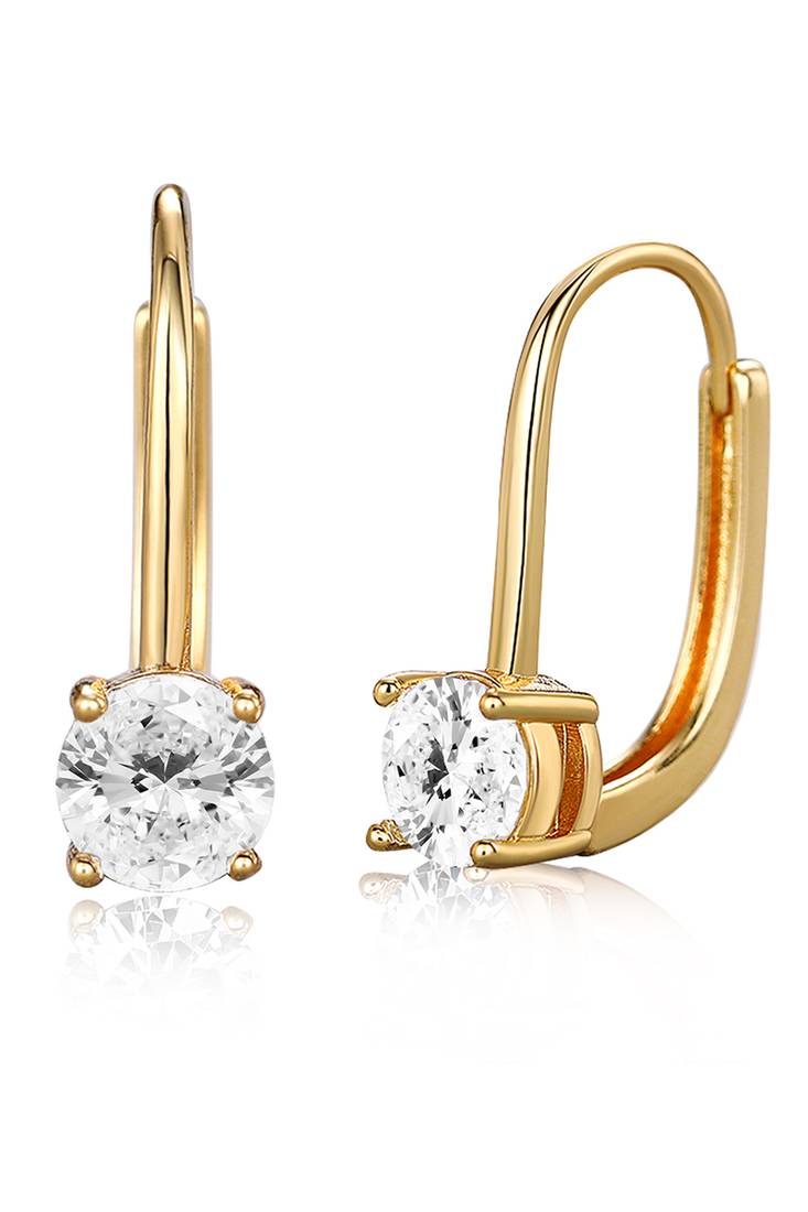 Gold plated cubic zorconia studded fancy hoop earrings fashion jewellery for women