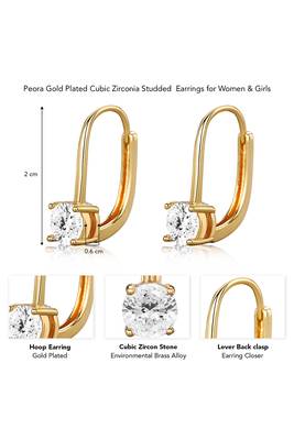 Gold plated cubic zorconia studded fancy hoop earrings fashion jewellery for women 4