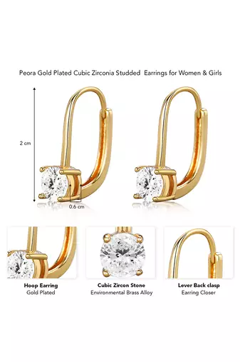 Gold plated cubic zorconia studded fancy hoop earrings fashion jewellery for women