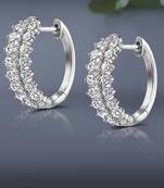 Silver plated cubic zirconia studded hoop earrings lever back fashion jewellery for women