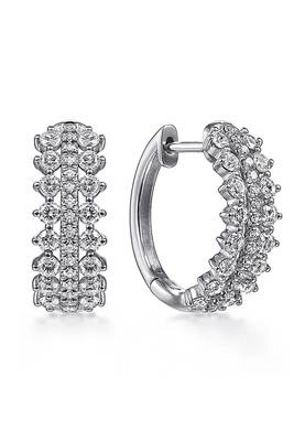 Silver plated cubic zirconia studded hoop earrings lever back fashion jewellery for women 3