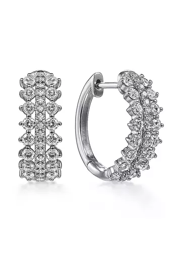 Silver plated cubic zirconia studded hoop earrings lever back fashion jewellery for women