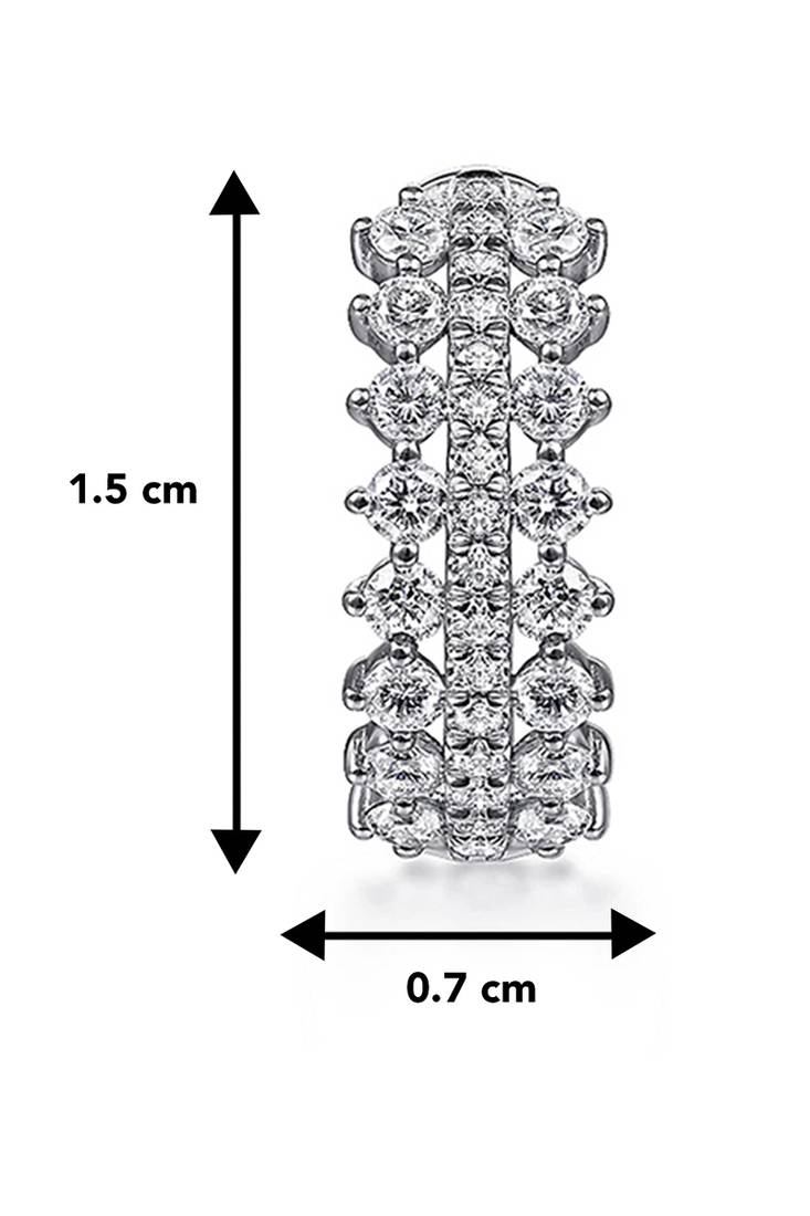 Silver plated cubic zirconia studded hoop earrings lever back fashion jewellery for women