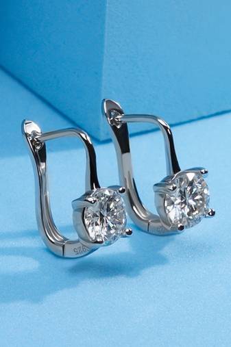 Silver plated cubic zirconia studded stud earrings lever back fashion jewellery for women