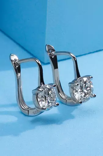 Silver plated cubic zirconia studded stud earrings lever back fashion jewellery for women