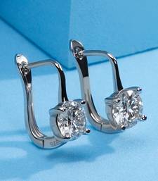 Silver plated cubic zirconia studded stud earrings lever back fashion jewellery for women