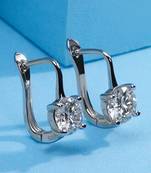 Silver plated cubic zirconia studded stud earrings lever back fashion jewellery for women