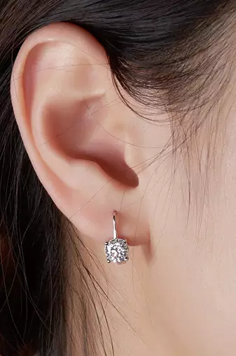 Silver plated cubic zirconia studded stud earrings lever back fashion jewellery for women