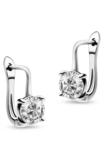 Silver plated cubic zirconia studded stud earrings lever back fashion jewellery for women