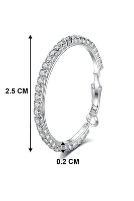 Silver plated american diamond studded hoop earrings office work wear jewellery for women 4
