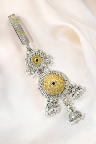 Oxidized silver gold plated saree waist belly kamar challa key chain jewellery
