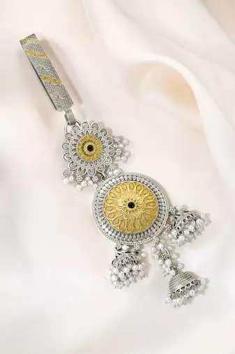 Oxidized silver gold plated saree waist belly kamar challa key chain jewellery