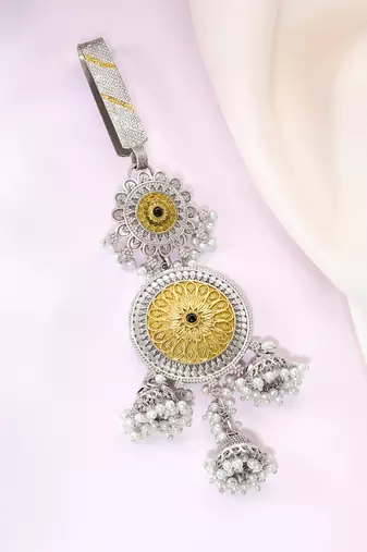 Oxidized silver gold plated saree waist belly kamar challa key chain jewellery