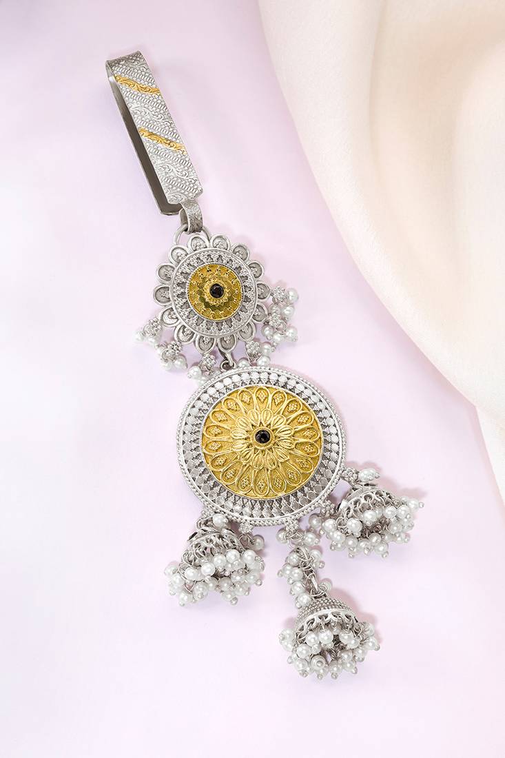 Oxidized silver gold plated saree waist belly kamar challa key chain jewellery