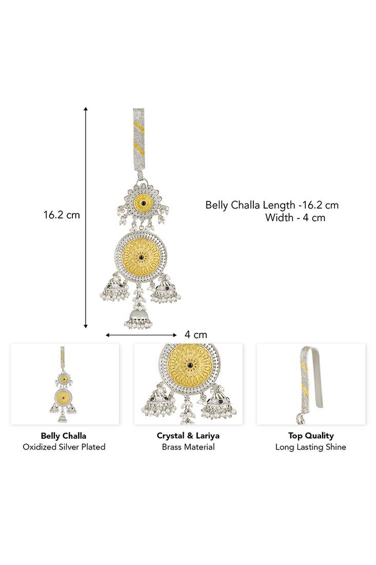 Oxidized silver gold plated saree waist belly kamar challa key chain jewellery