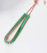 Rose gold plated green baguette stone studded adjustable bracelet jewellery for women