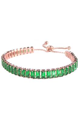 Rose gold plated green baguette stone studded adjustable bracelet jewellery for women 3