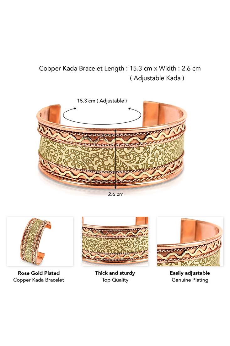 Handmade thick copper cuff bracelet jewellery for men and women| pack of 1 with gift box