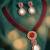 Maroon pendant style necklace earrings set for women | faux ruby studded | festive jewellery