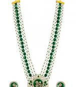 Gold plated kundan & beads studded traditional long necklace earrings set jewellery for women