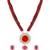 Maroon pendant style necklace earrings set for women | faux ruby studded | festive jewellery