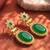 Green ethnic dangle earrings for women & girls | gold plated | cubic zirconia faux emerald studded
