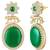 Green ethnic dangle earrings for women & girls | gold plated | cubic zirconia faux emerald studded