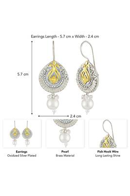 Oxidized silver gold plated pearl studded ethnic dangle earrings jewellery for women 3