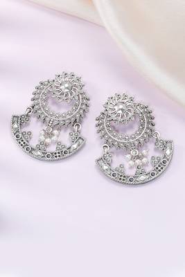Oxidized silver plated lariya studded dangle earrings fashion jewellery for women & girls 1