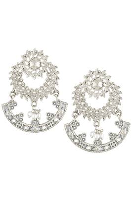 Oxidized silver plated lariya studded dangle earrings fashion jewellery for women & girls 2