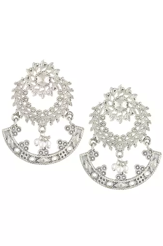 Oxidized silver plated lariya studded dangle earrings fashion jewellery for women & girls