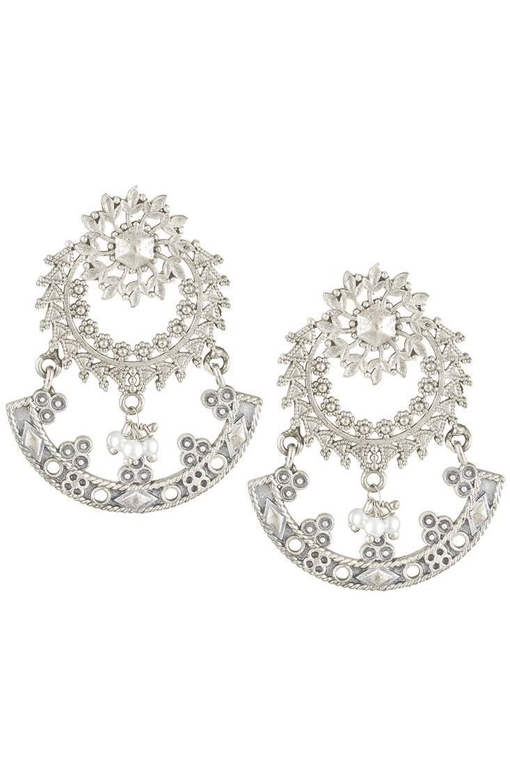 Oxidized silver plated lariya studded dangle earrings fashion jewellery for women & girls