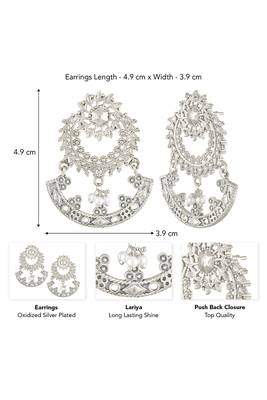 Oxidized silver plated lariya studded dangle earrings fashion jewellery for women & girls 3
