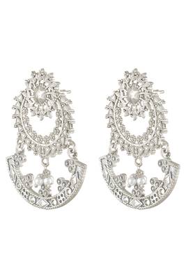Oxidized silver plated lariya studded dangle earrings fashion jewellery for women & girls 4