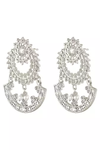 Oxidized silver plated lariya studded dangle earrings fashion jewellery for women & girls